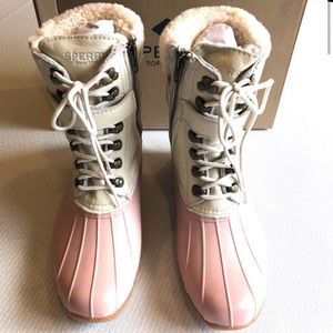 Sperry Shearwater Duck Boots Dusty Rose/Ivory
